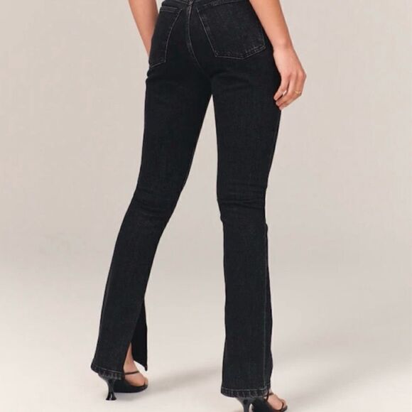 Abercrombie and fitch the skinny high rise Jean black split hem - Picture 2 of 5